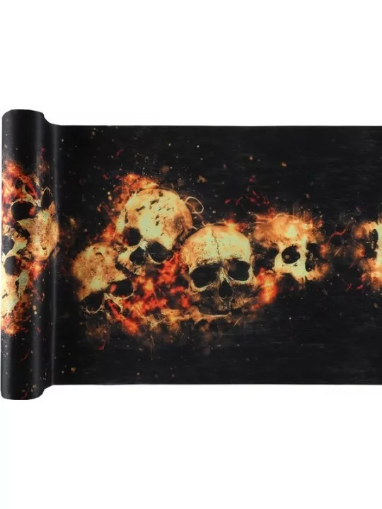 5m Chemin de table Skull 30cm Gobelets & Assiettes