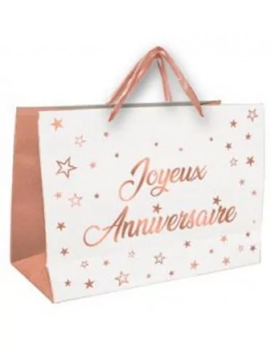 Sac -Joyeux Anniversaire- 30x25cm Rose Articles de fêtes