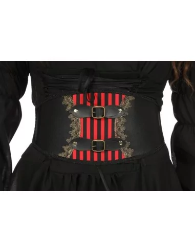 Ceinture rouge-noire avec Boucles Accessoires Costumes