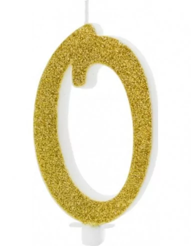 Geburtstagskerze Glitter Gold 10cm -0- Kuchenkunst & Kerzen