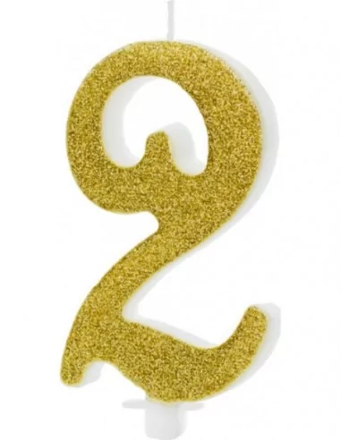 Geburtstagskerze Glitter gold 10cm -2- Kuchenkunst & Kerzen