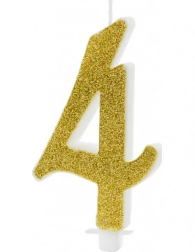 Geburtstagskerze Glitter gold 10cm -4- Kuchenkunst & Kerzen