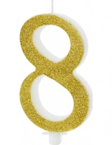 Geburtstagskerze Glitter Gold 10cm -8- Kuchenkunst & Kerzen