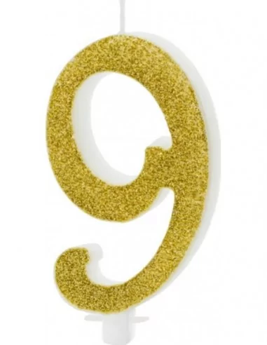 Geburtstagskerze Glitter Gold 10cm -9- Kuchenkunst & Kerzen