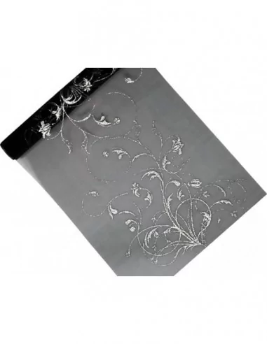 9m Chemin de Table Organza noir-argent Art de la table