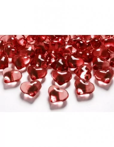 30 Cristal Rote Herzen 21mm Streudeko