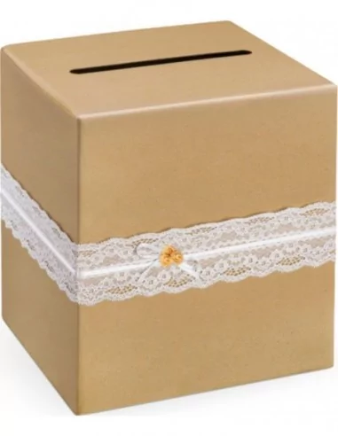 Kraft-Urne mit Spitze 24cm Mariage