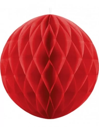 Boule papier alvéolé 40cm rouge Déco Salle