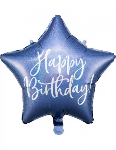 Ballon alu étoile bleu -Happy Birthday- 40cm Ballons alu