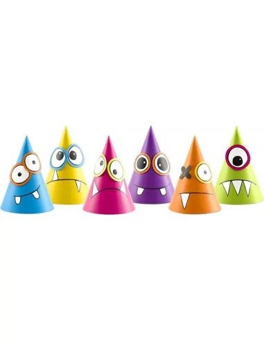 6 Partyhüte Monster Passend dazu 16cm Festartikel