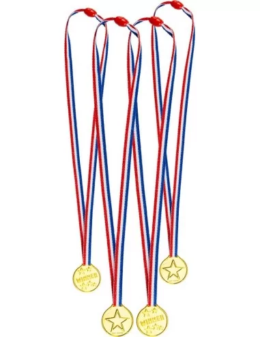 B30818 - 4 Winner -Medaillen aus Kunststoff mit Band