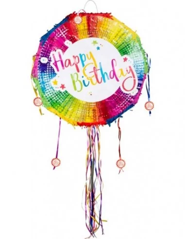 Zieh-Pinata mit Fäden -Happy Birthday- 45cm Festartikel