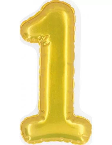 Selbstklebende Zahl in Ballonform -1- gold 20cm Saal Deko