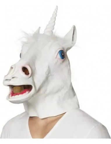 Latex Kopfmaske Weisses Einhorn Imitationen