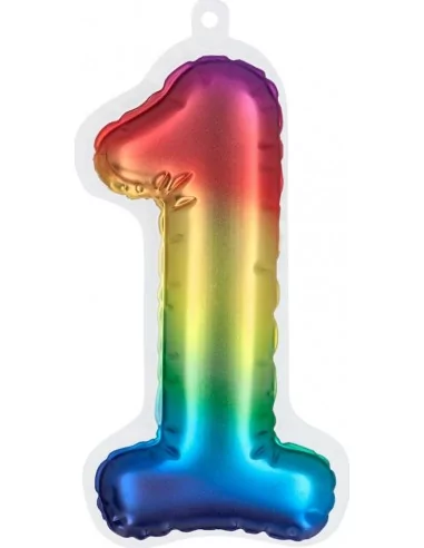 Autocollants Chiffre 20cm -1- arc-en-ciel Déco Salle