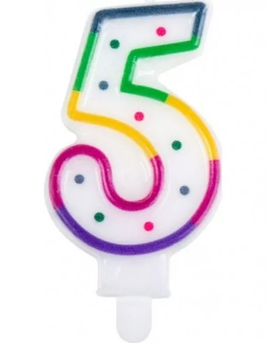 Bougie Chiffre 8cm -5- confetti Cake-Art & Bougies