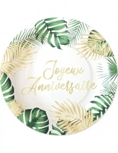 6 Assiettes 23cm Anniversaire Tropical Party Art de la table