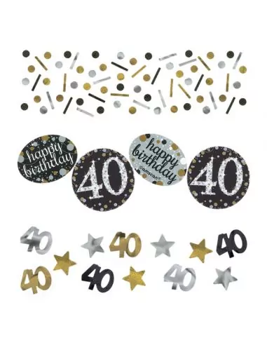 Kit Décofettis 34gr Sparkling Birthday -40- Confettis de table