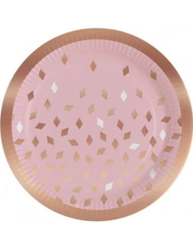 8 Assiettes carton Rose Gold Birthday 23cm