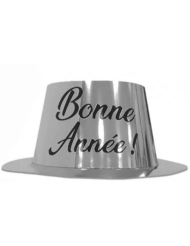 Chapeau en carton -Bonne Année- Argent/noir