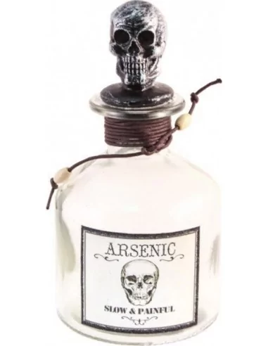 Flacon Transparent Arsenic avec Bouchon Tête de Mort 16cm