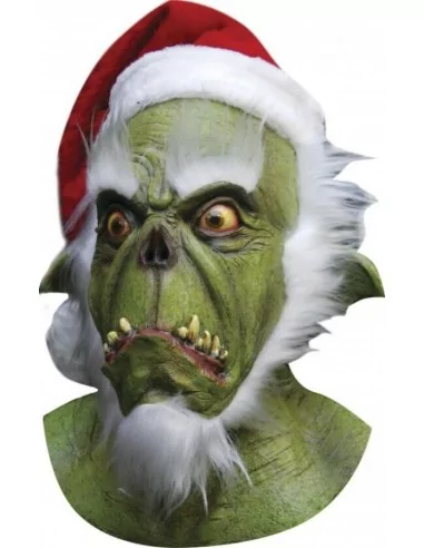 Latexmaske Grinch Santa mit Mütze/Bart