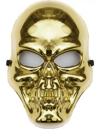 Maske PVC Totenkopf goldfarben