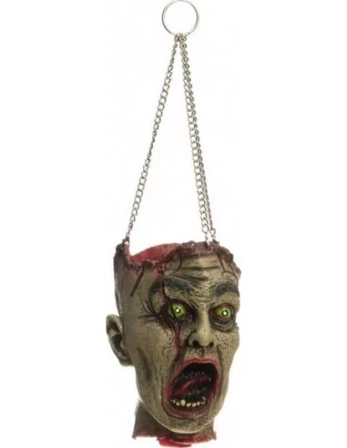 Abgeschnittener Kopf Zombie aus Latex zum Aufhängen 26cm