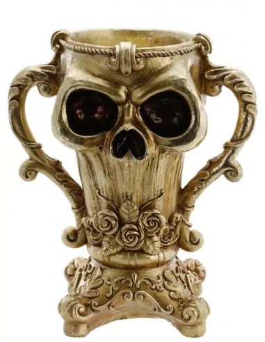 Totenkopfschale aus Barockharz goldfarben 21cm