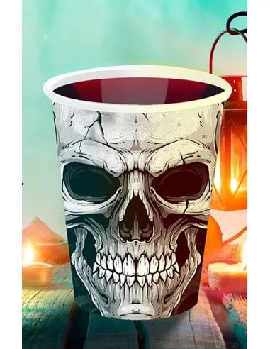 6 Totenkopf-Becher 240 ml 9cm