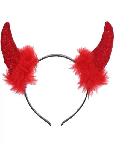 Diadem Teufel rot mit Pelz