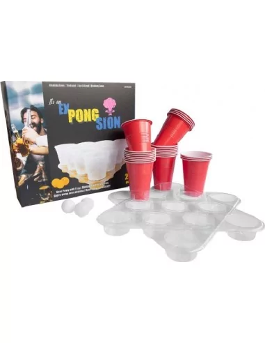 Bier-Pong-Trinkspiel mit 22 Bechern und 4 Bällen