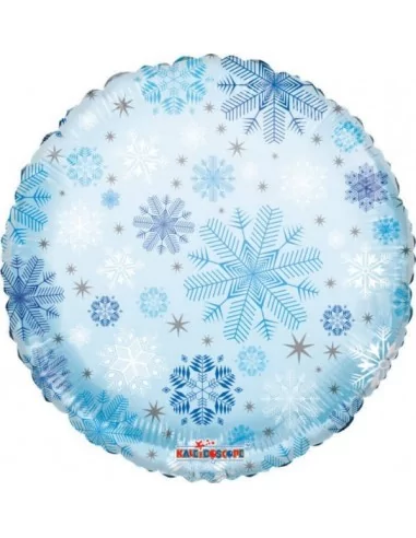 Ballon alu Flocons de Neige rond Transparent 38cm