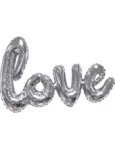 Ballon alu Script -love- argent 91cm