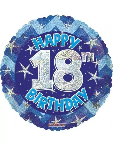 Ballon alu -18 ans- -Happy Birthday- bleu 38cm