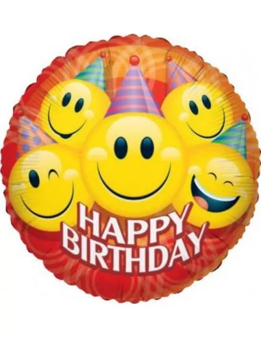 Ballon alu Happy Birthday Smileys 91cm