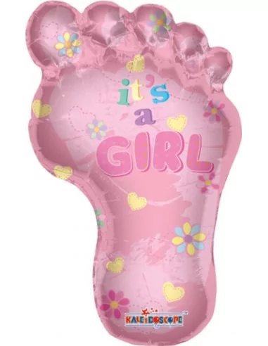 Ballon alu It's a Girl Pied Géant Rose 91cm