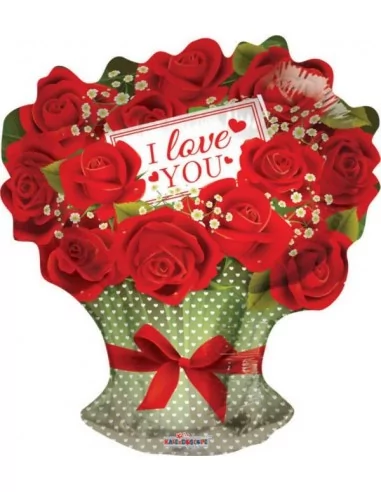 Ballon alu Bouquet de Roses I Love You 38cm