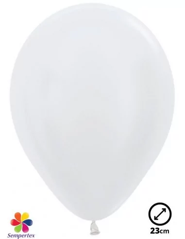 100 Ballons Sempertex Ø 23cm Metallic blanc Nacré