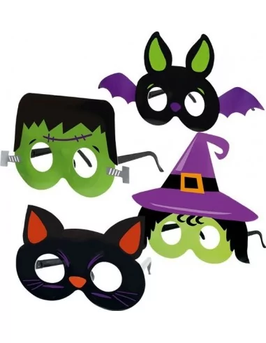 4 Brille-Masken Kinder Halloween Karton