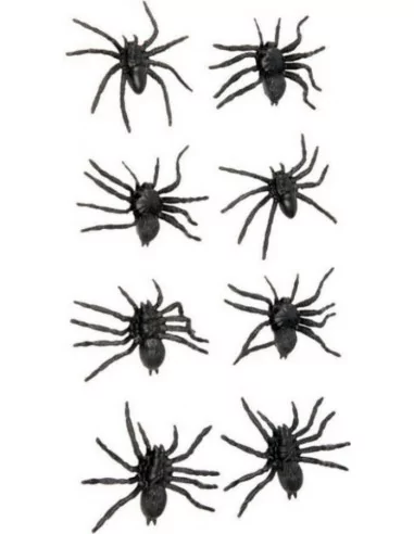 8 Araignées plastiques 6cm