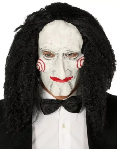 Maske Marionette mit Haaren Latex