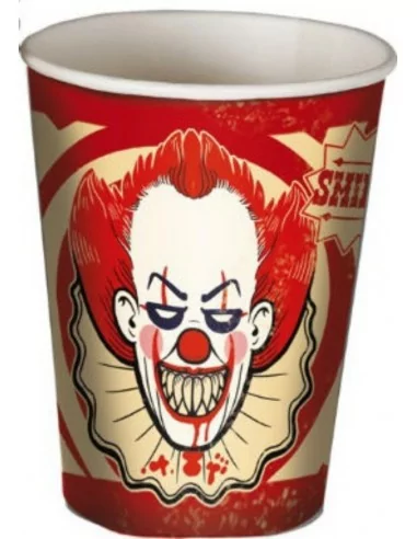 6 Pappbecher Killer -Clown 10cm