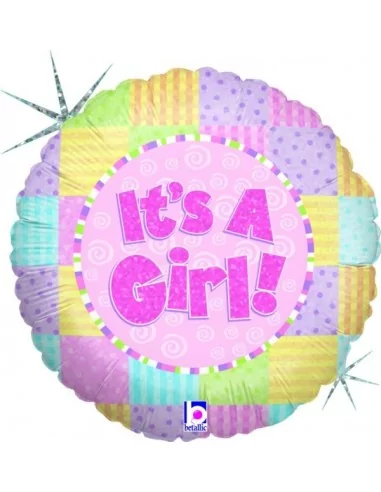 Ballon alu holographique Patchwork Baby Girl 38cm