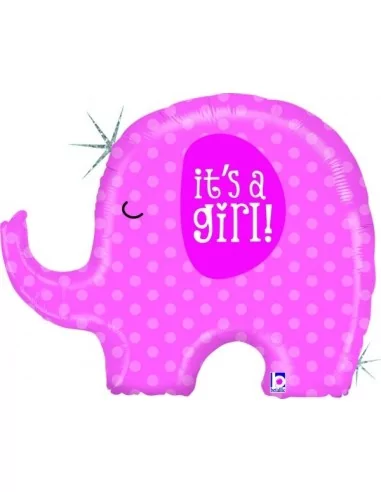 Figurenballon Holo-Elefant -It's a Girl- 68x50cm