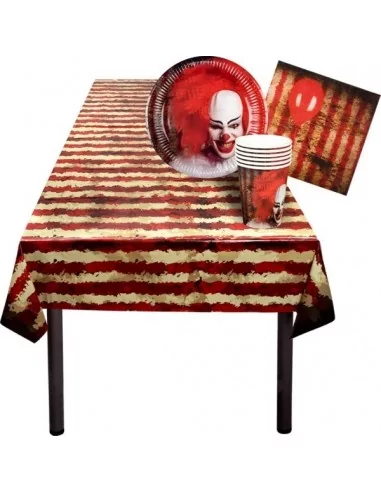 Set Horror Clown 6 Teller, Becher und Servietten