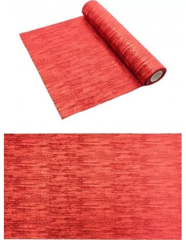 3m Chemin de table velours icy rouge/rouge métal 28cm