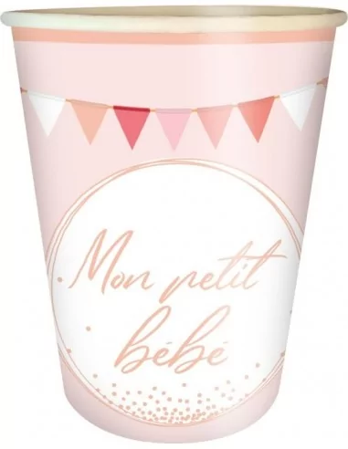 6 Becher 25cl -Mein kleines Baby- rosa