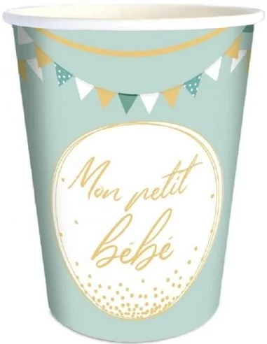 6 Becher 25cl -Mein kleines Baby- blau