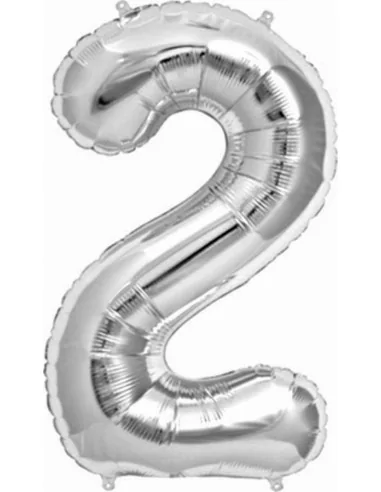 Ballon alu Chiffre 2 argent 87cm